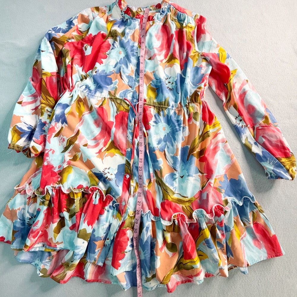 Jodifl Dress Women’s Large Colorful Bright Long Sleeves Boho Poet Feminine Girly - Picture 5 of 10